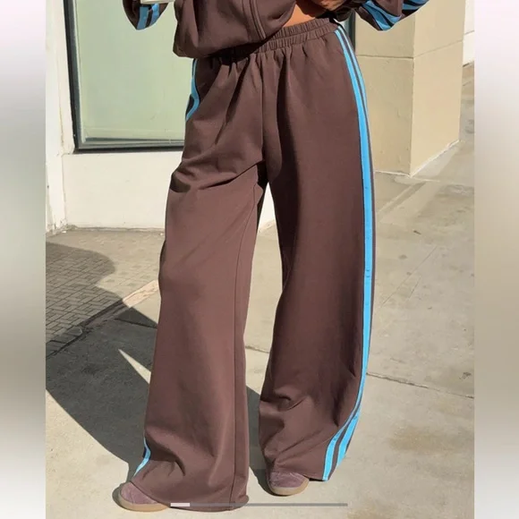 beginning boutique brown & blue striped track suit - Picture 9 of 12